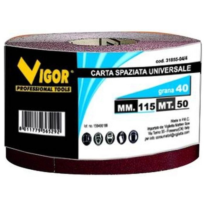 Vigor 3185515 Carta Spaziata Universale 115 mm 50 metri grana 150 colore Universale