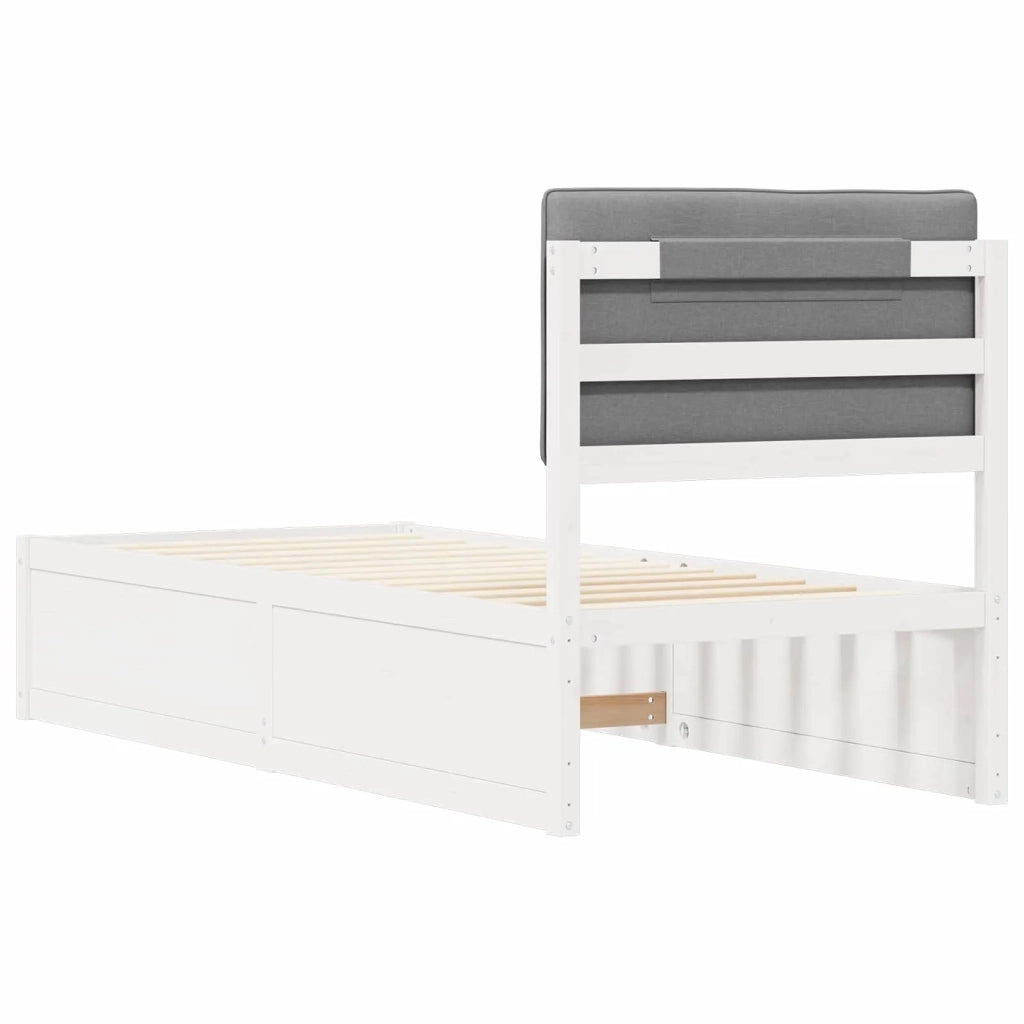 Letto con Testiera Rivestita Grigio chiaro 80 x 200 cm 877803