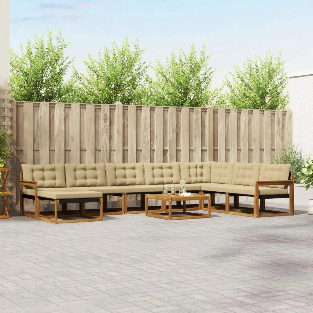 Set di divani da esterno con cuscino 9 pcs Naturale e Beige 3369764