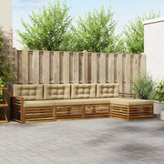 Set di divani da esterno con cuscino 5 pcs Naturale e Beige
