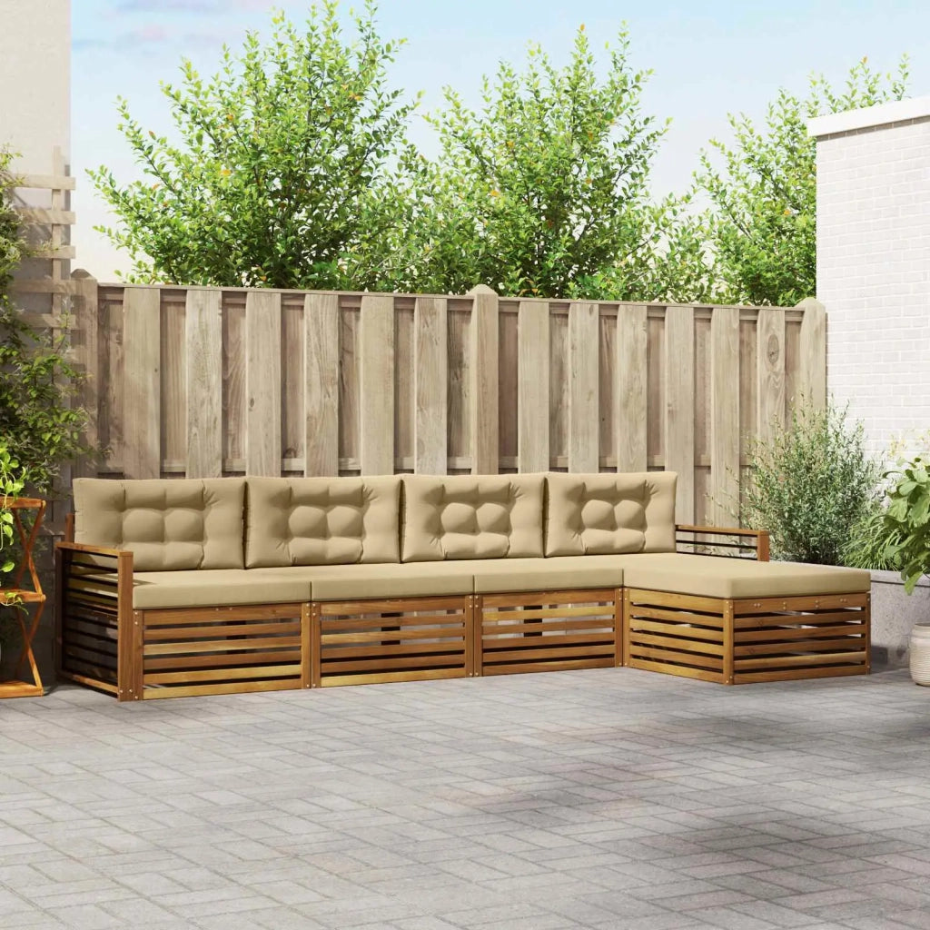 Set di divani da esterno con cuscino 5 pcs Naturale e Beige