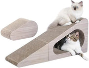 Krabbaplastico 2 in 1 per Gatti, Krabbaplastico Opvolutile con Giocattolo, Scrivania Multifunzionale in Cartone per Gatti, 71 cm - Beige