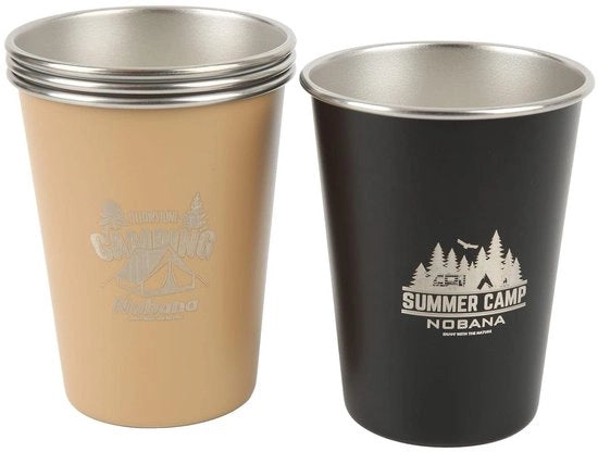 Set di 4 Bicchieri da Campeggio 350ml - In Acciaio Inossidabile - Leggero - Tasca di Riposo - Facile da Pulire - Bicchiere da Drink