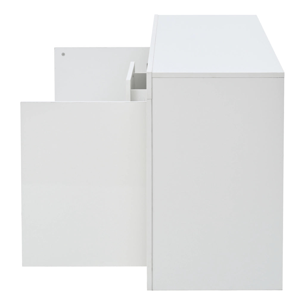 Sideboard 140x40x65 cm con 2 ante; 3 cassetti; LED e finitura lucida; bianco