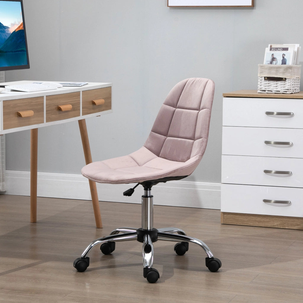 Sedia da Ufficio Girevole , Design Ergonomico e Regolabile Senza Braccioli, Rosa, 59x59x81-91cm