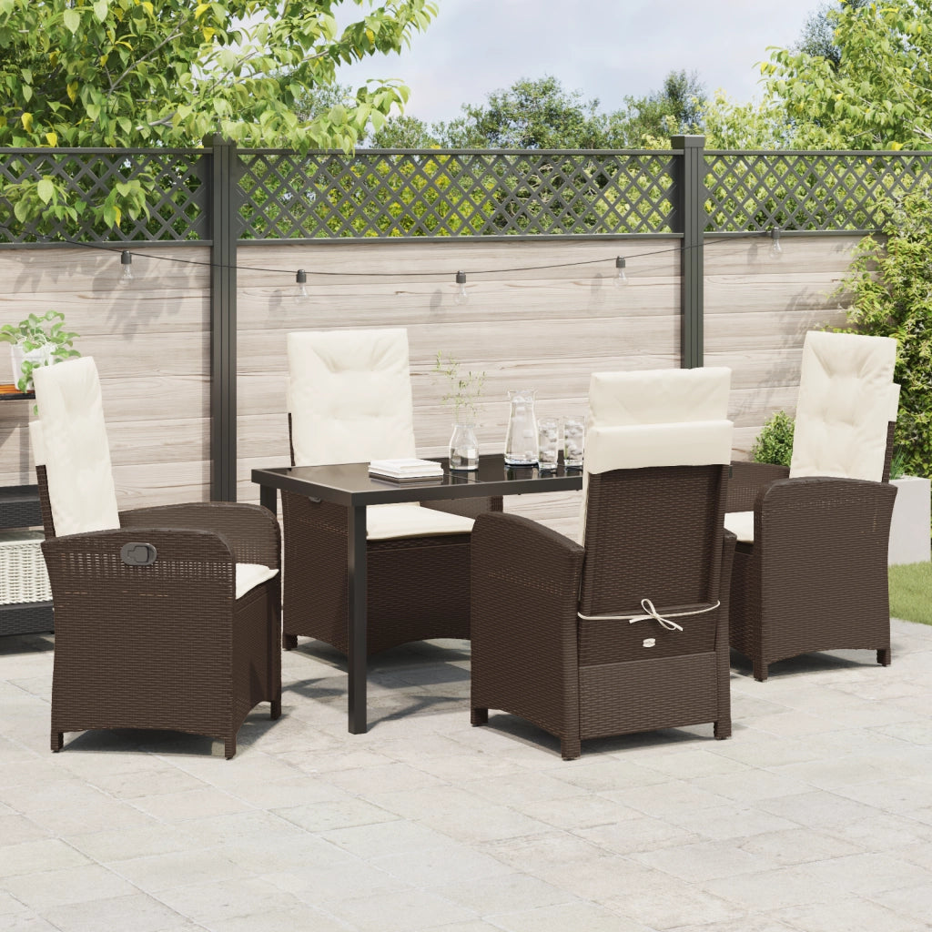 Set di Mobili da Giardino da 5 Pezzi con Cuscini Rattan PE Marrone