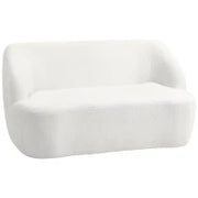 Divano 2 Posti, Design Curvo, Divano Imbottito con Rivestimento in Pile, per Soggiorno, Camera da Letto, Home Office, Bianco crema