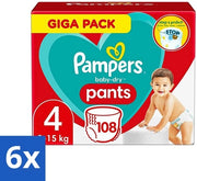 6 x Pantaloni Asciutti per Bambini - Lucri 108 - Adatto per Età 9-15 kg - Comfort Fit - Misura 4