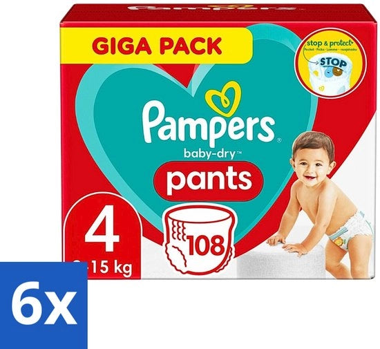 6 x Pantaloni Asciutti per Bambini - Lucri 108 - Adatto per Età 9-15 kg - Comfort Fit - Misura 4