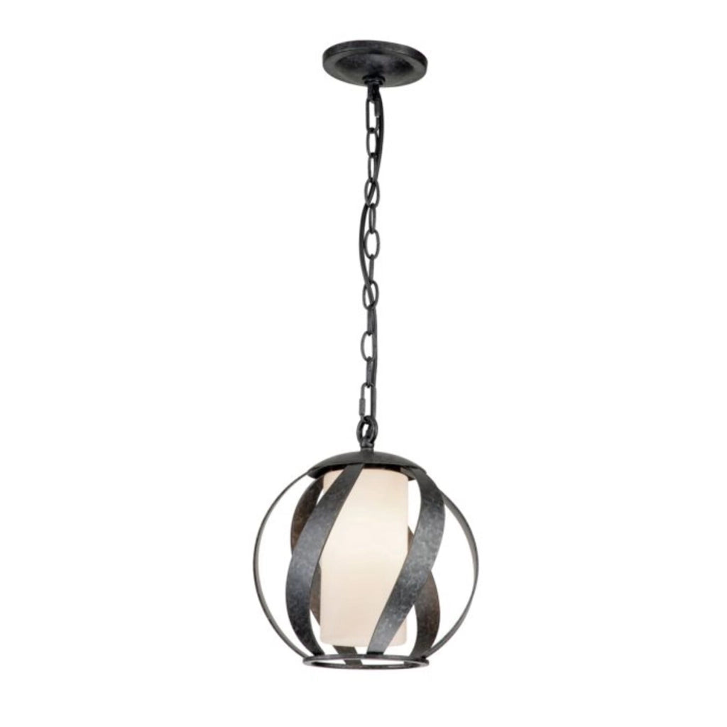 Lampadario Per Esterno Nordico Blacksmith Acciaio Nero Antico Vetro 1 Luce E27
