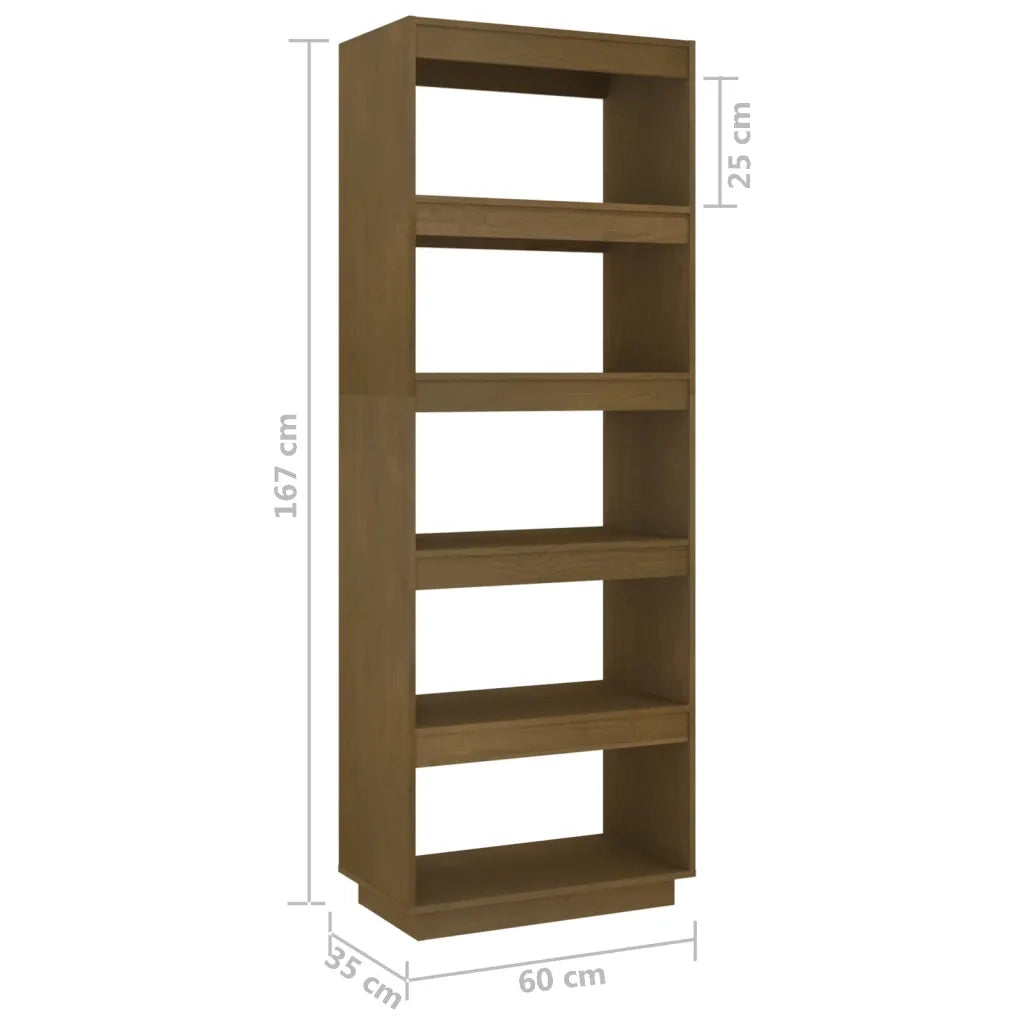 Libreria Divisorio-Scaffale per Libri-Mobile di Stoccaggio Ambra 60x35x167 cm in Massello di Pino