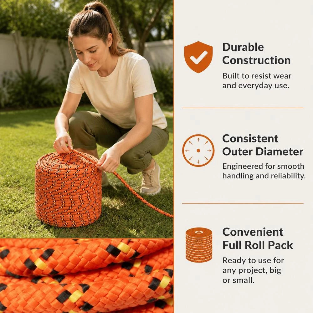 Boat Rope, Orange, 8 Mm, 250 M, Polypropylene