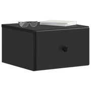 Comodino | Armadio da Notte | Mobiletto da notte a muro con cassetto Nero 34,5 x 33 x 20 cm