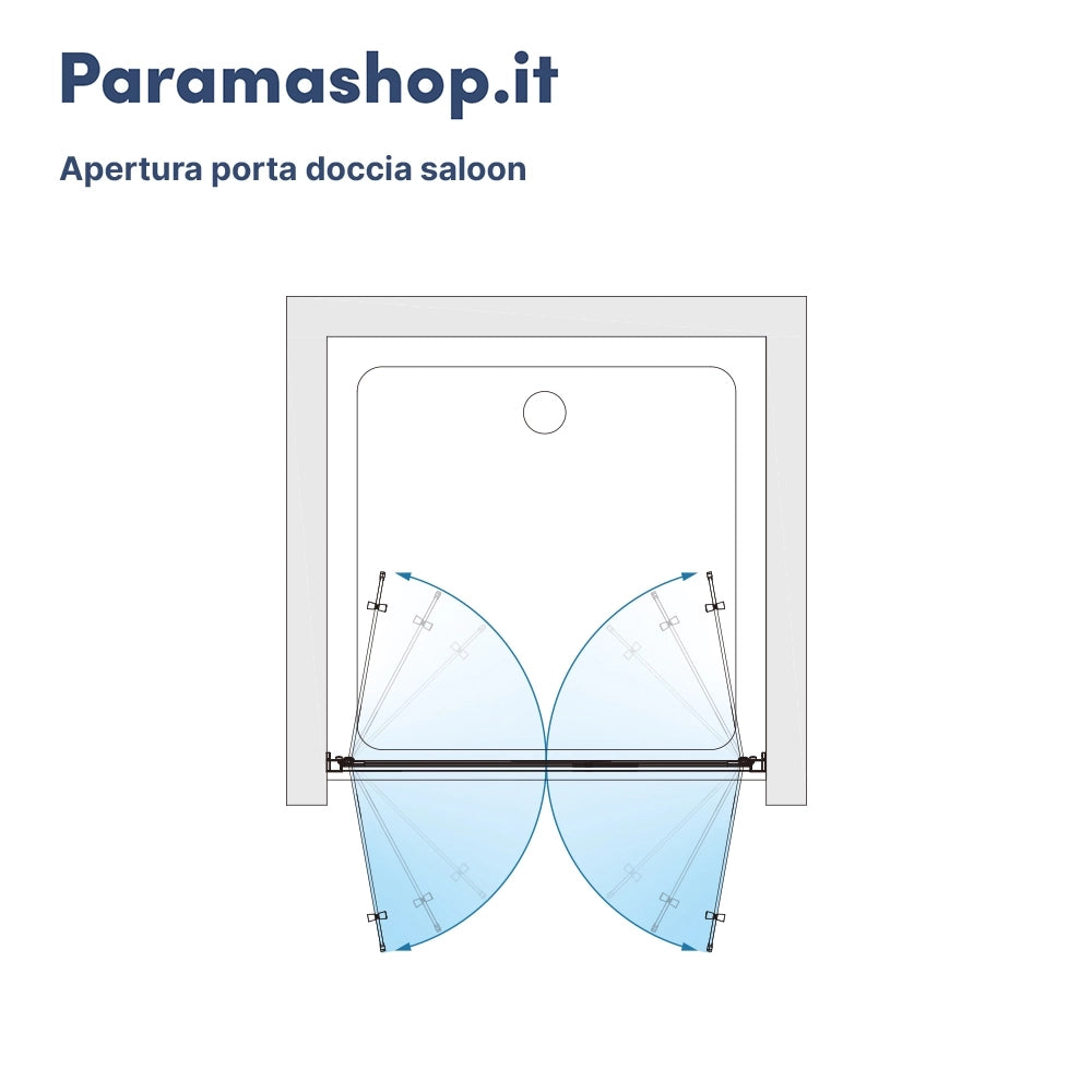 Porta doccia 75cm con apertura saloon profili slim cromati vetro 6mm opaco h190 | Portofino