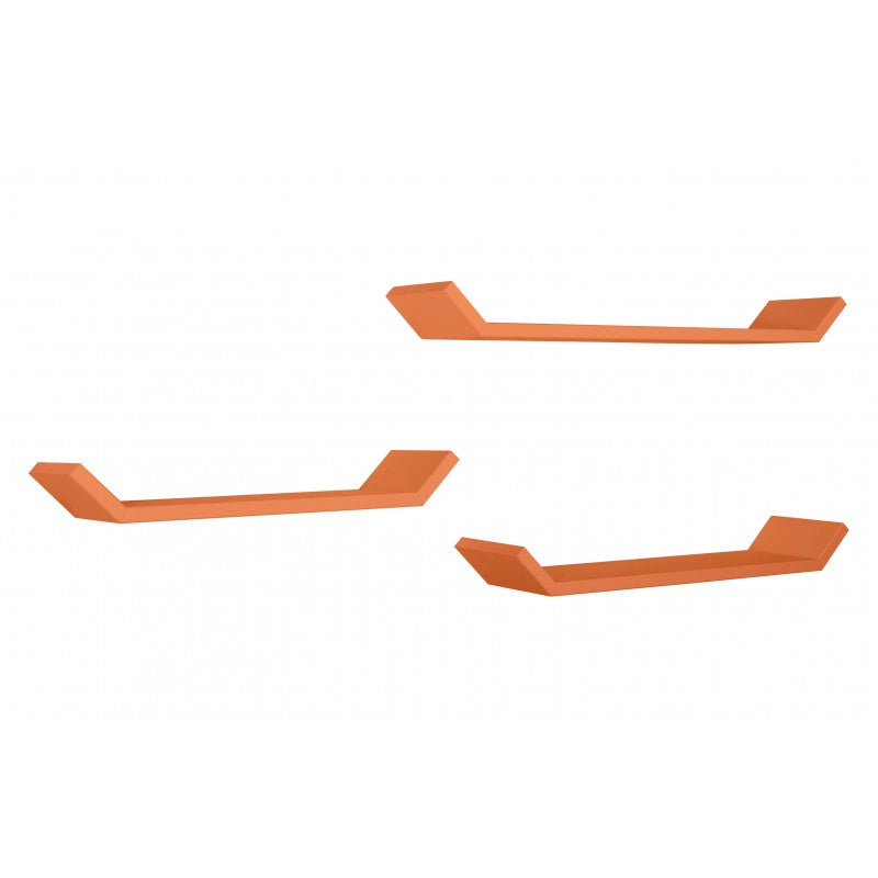 Set di 3 Mensole da Muro Barchetta, Mensola Cameretta e da Parete, Arancione, 71x7x15,5 cm, 61x7x15,5 cm e 51x7x15,5 cm - Barchetta