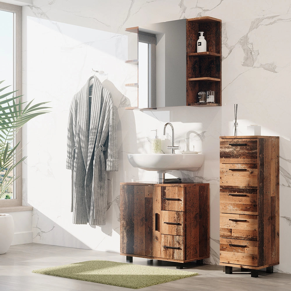 Vicco Mobiletto bagno Rovere rustico 30 x 95 cm con 5 cassetti