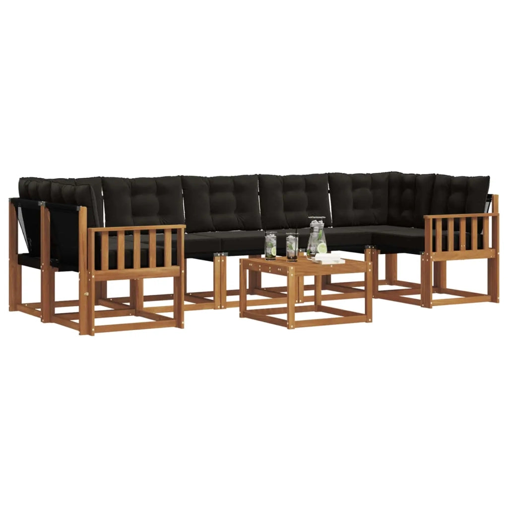 Set di divani da esterno con cuscino 8 pcs Naturale e Nero 3368495