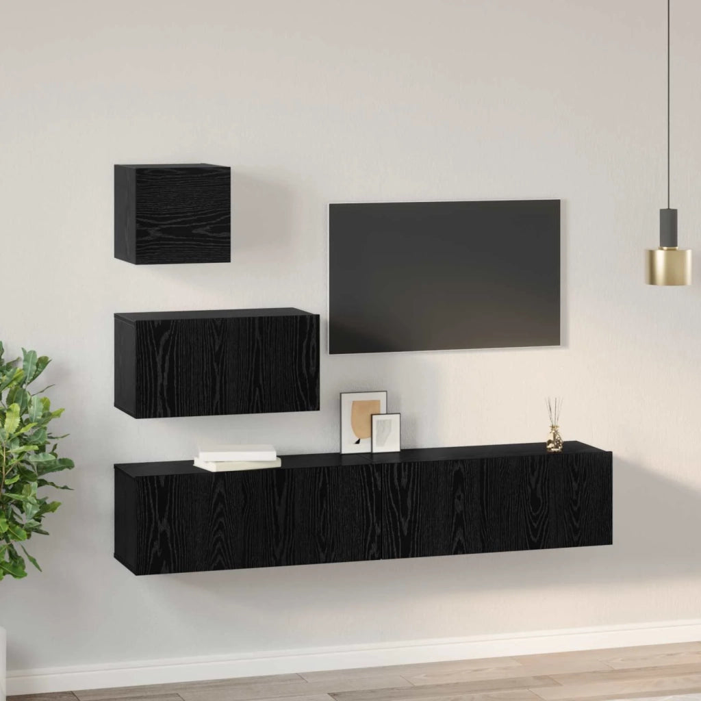 Set mobile TV 3 pcs Rovere Nero Legno multistrato 3393139