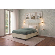 Letto imbottito Singolo 80x200 cm Vertical - Contenitore,Microfibra,Sabbia
