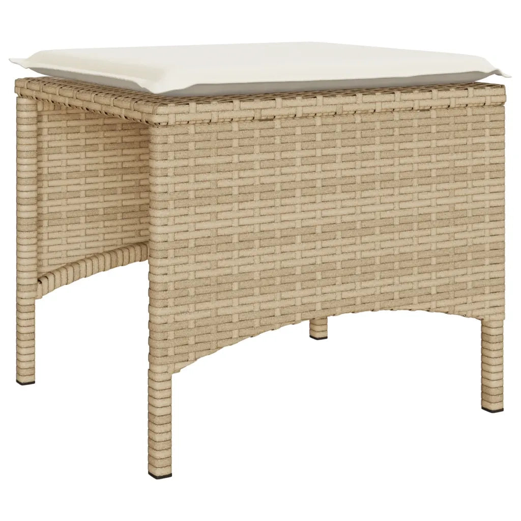 Divano Giardino 2 Posti con Tavolo e Sgabelli-Sofa da Giardino-Divanetto da esterno Beige Polyrattan 458708