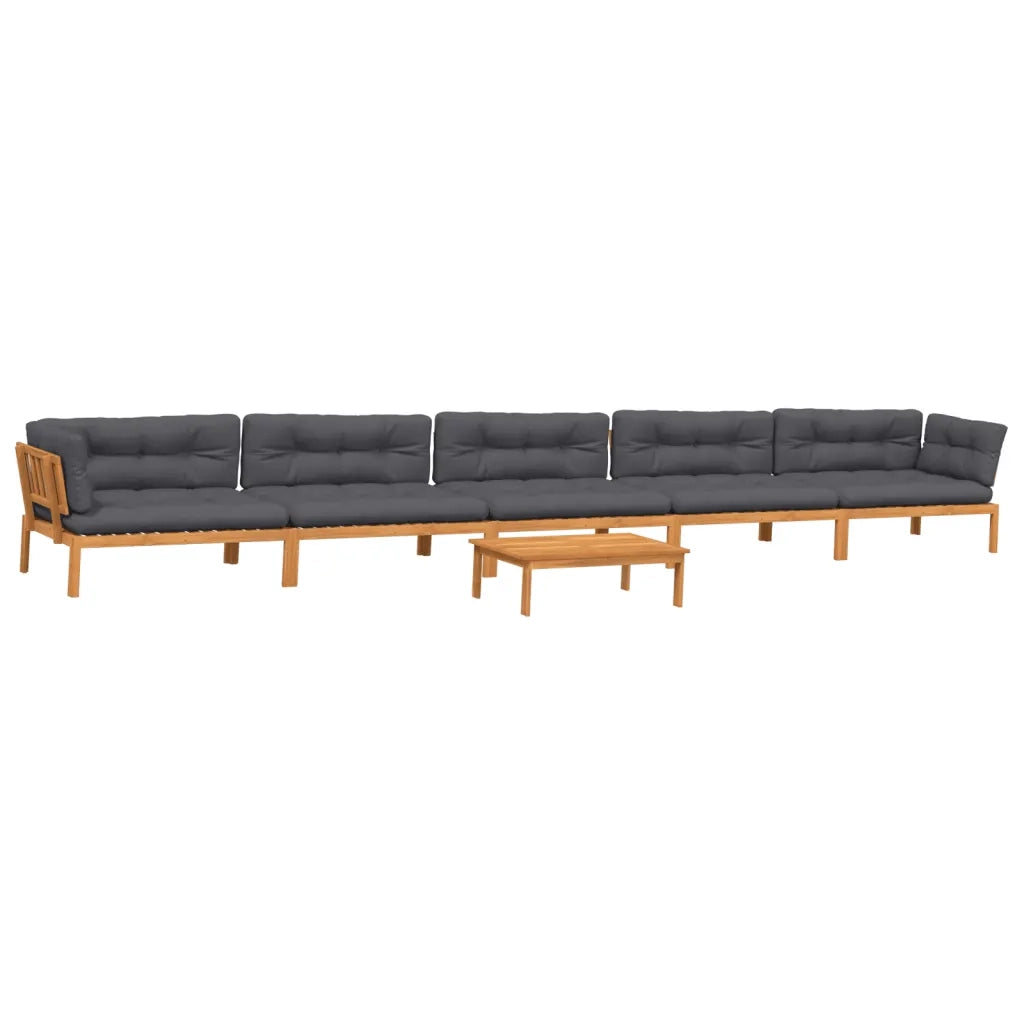 Set Divano Pallet da Giardino 6 pz con Cuscini Massello Acacia