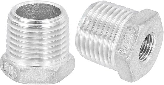 Adattatore di riduzione 1/2" a 1/8" in acciaio inossidabile - esagonale - per uso industriale/olio/gas - resistente alla corrosione - installazione semplice - adattatore a tubo.