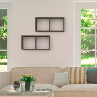 Mensola Rettangolare 2 Scomparti da Parete 70x30x23,7 cm in Fibra di Legno Morgana Maxi Rovere Grigio New