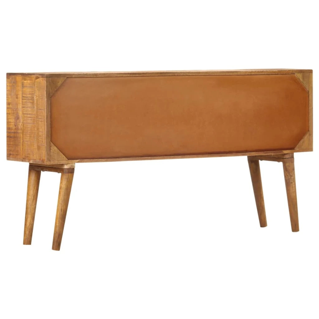Buffet credenza cassettiera armadio mobile contenitore organizer per cucina soggiorno salotto con motivo stampato 130 x 30 x 70 cm legno massello di mango marrone 02_0030086