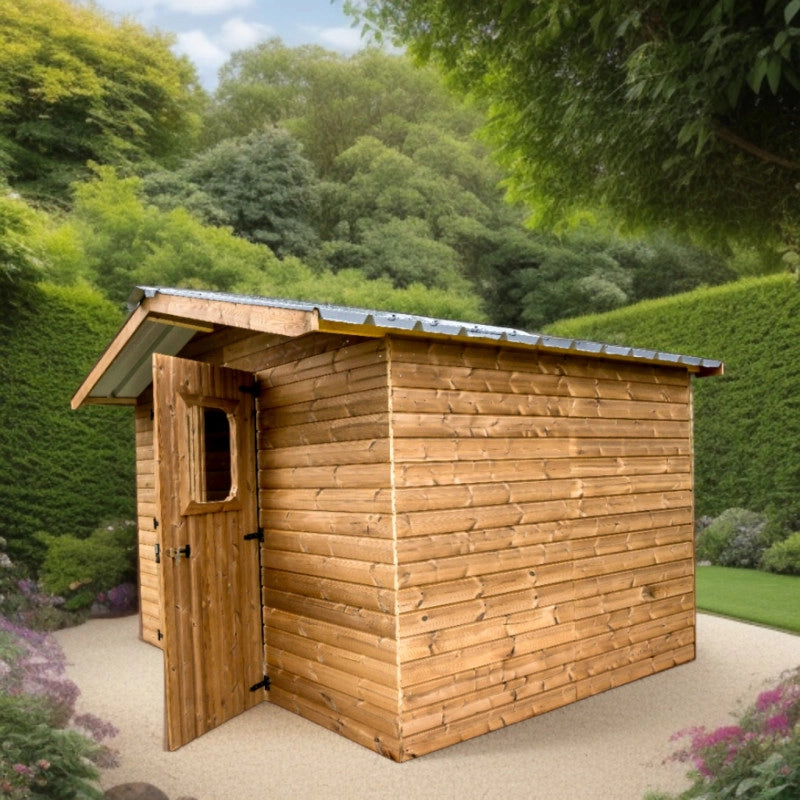 Casetta da giardino in legno termo-trattato 19 mm – 316x240 cm – tetto acciaio e porta finestrata – THE3224.02T Foresta