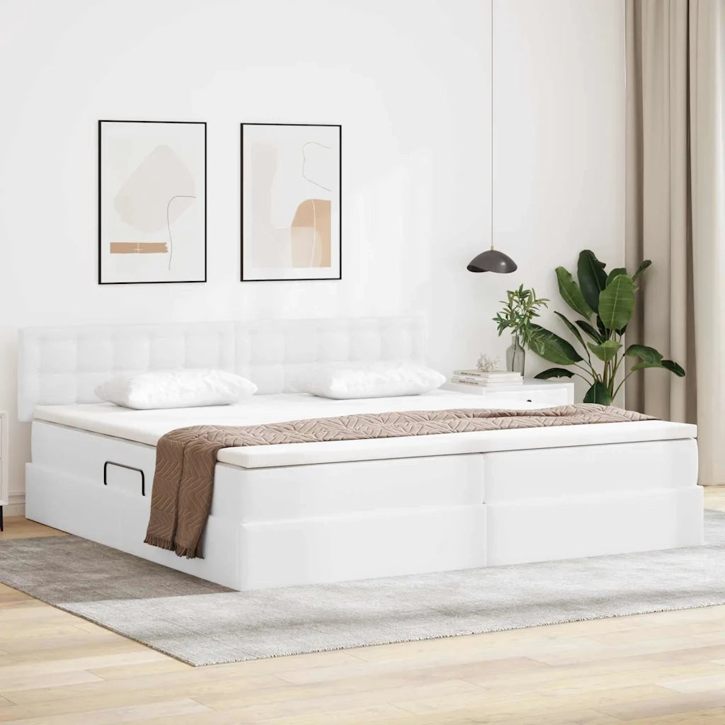 Letto con contenitore e materasso Bianco Puro 200 x 200 cm 3370410