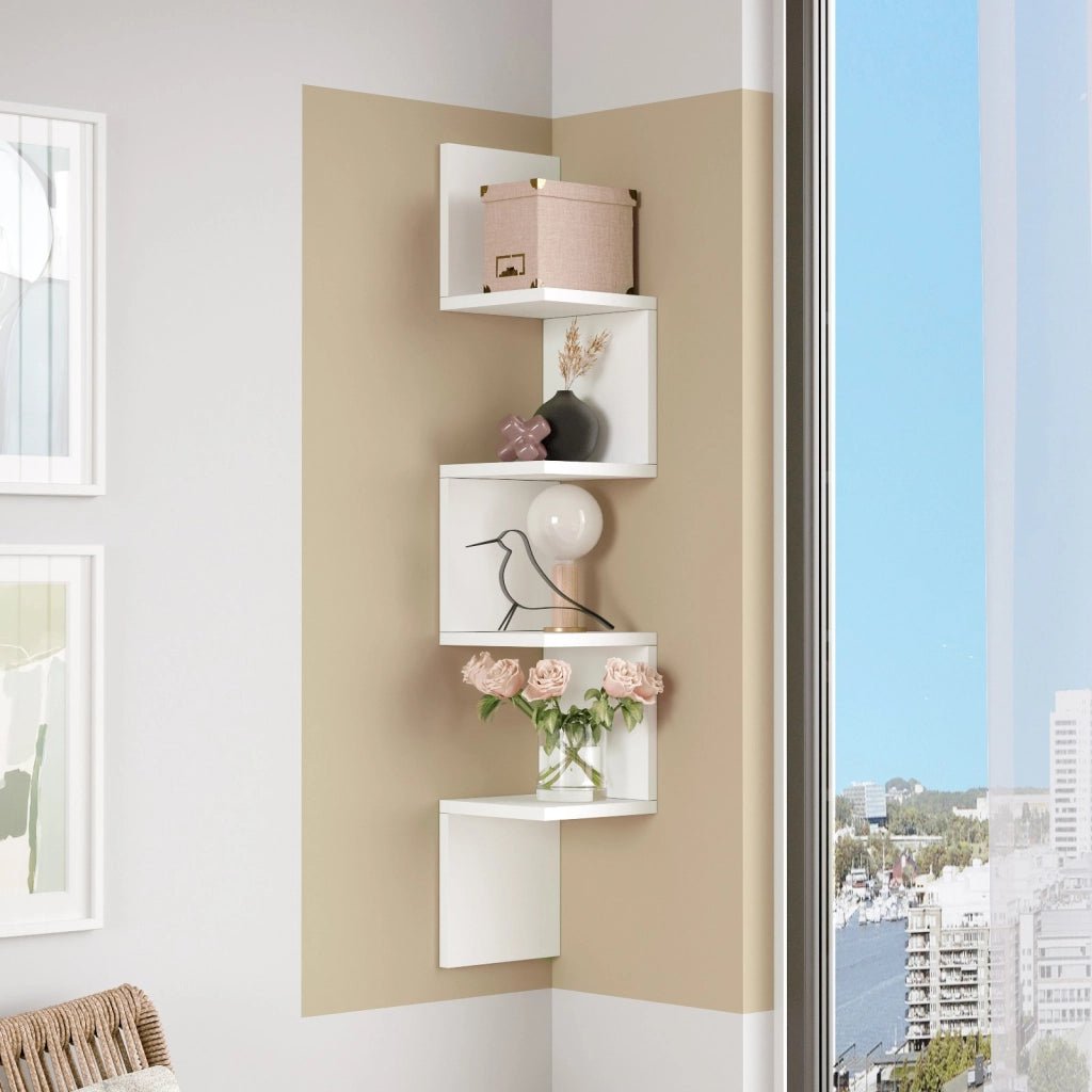 Mensola da parete in legno "WL9" - 22 x 22 x 117 cm - Bianco