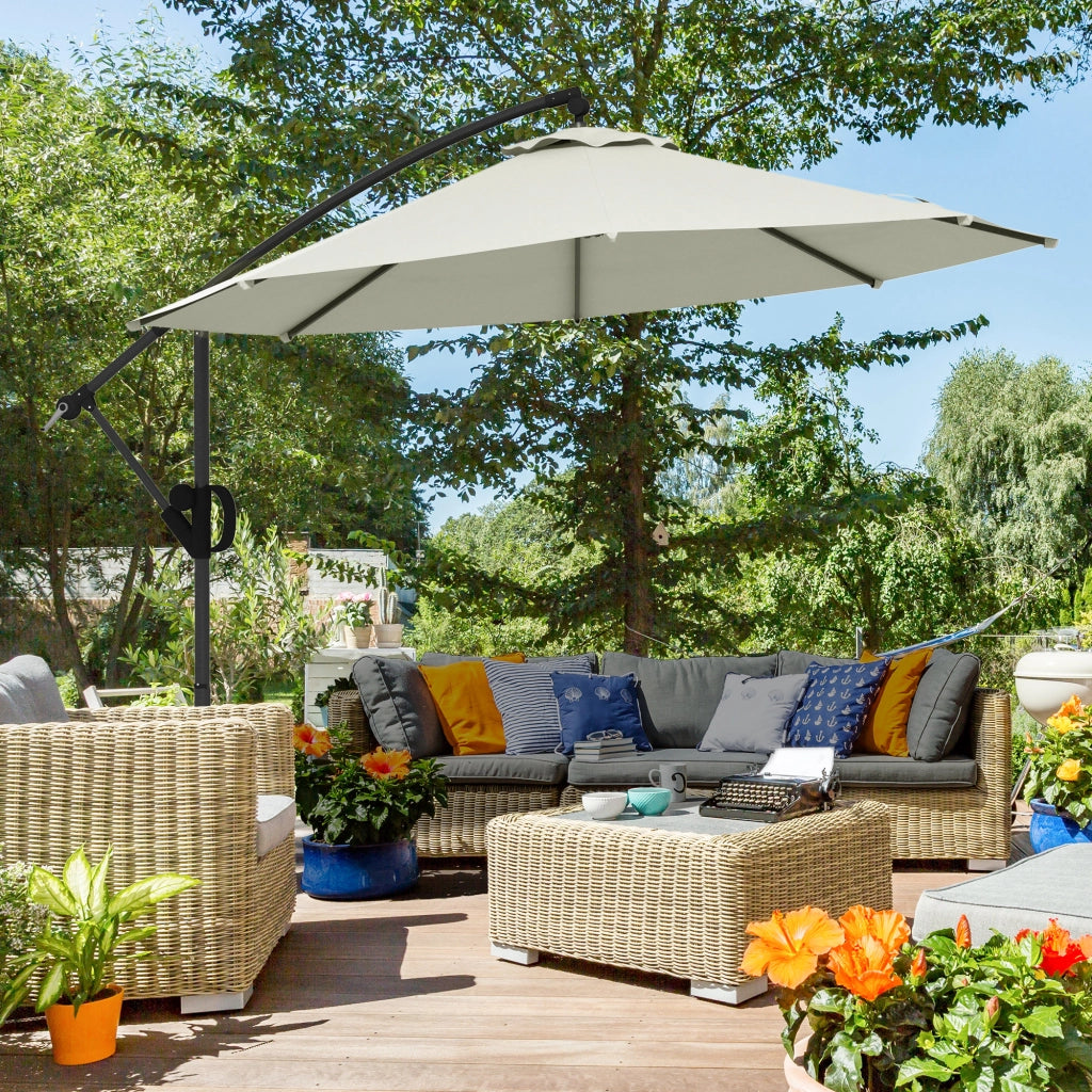 Ombrellone da Giardino ¨C Zephmum ¨C Bianco Crema ?3x2.6 m 8 Stecche Alluminio