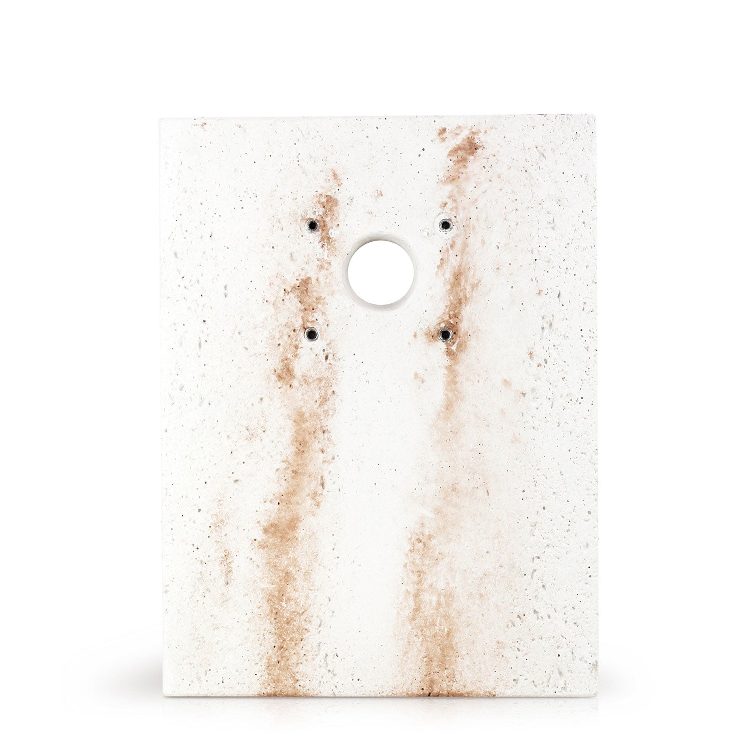 Basamento Rettangolare per Fontane 40x30x3 cm Ghiera Grande in Cemento Effetto Travertino Bianco e Nocciola