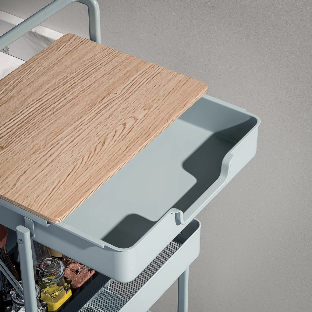 Carrello mobile con cassetto e cestini ¨C Zephmum ¨C 4 livelli verde