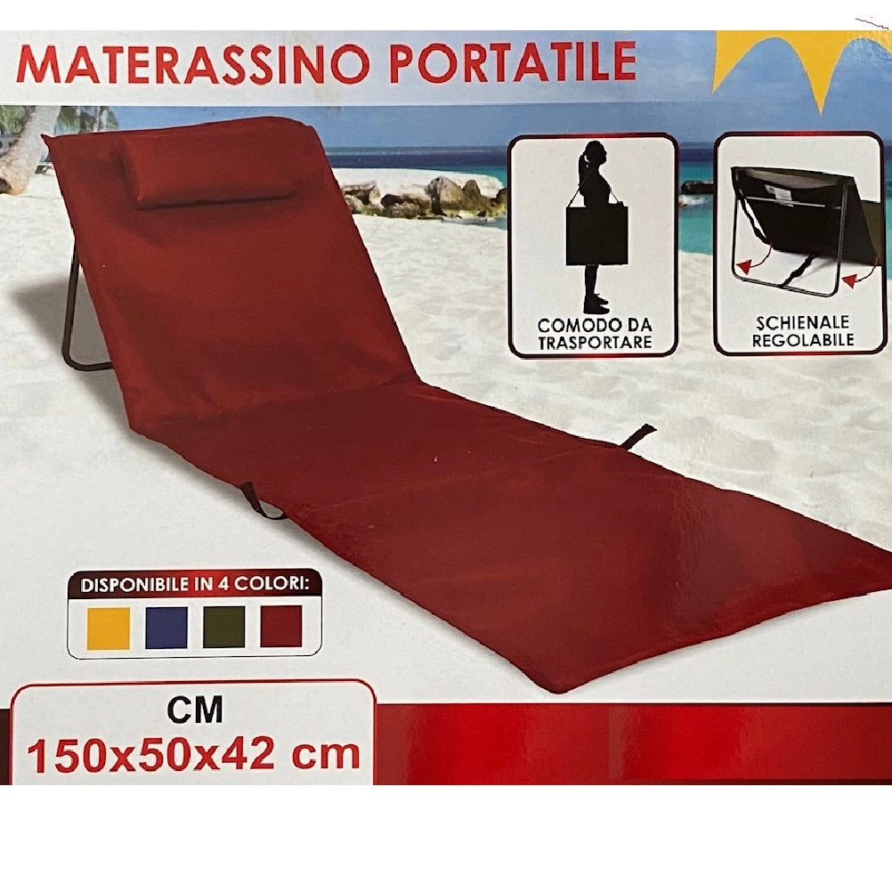 Stuoia Lettino Spiaggia 2pz Spiaggina Mare Prendi Sole Pieghevole Vari Colori