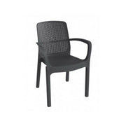 Set 4 Sedie in Resina da Giardino Impilabile Numana Antracite 58 x 56,5 x 83 cm