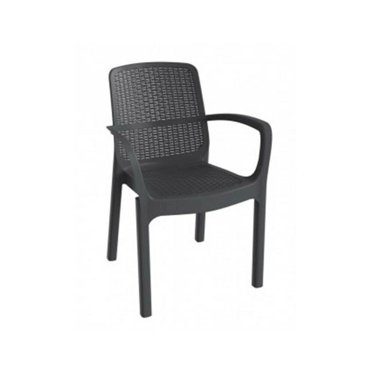 Set 4 Sedie in Resina da Giardino Impilabile Numana Antracite 58 x 56,5 x 83 cm