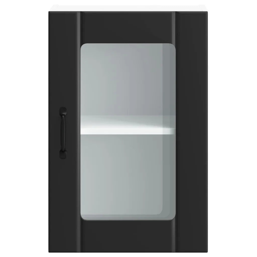 Pensile da Cucina con Porta in Vetro Lucca Nero 853768