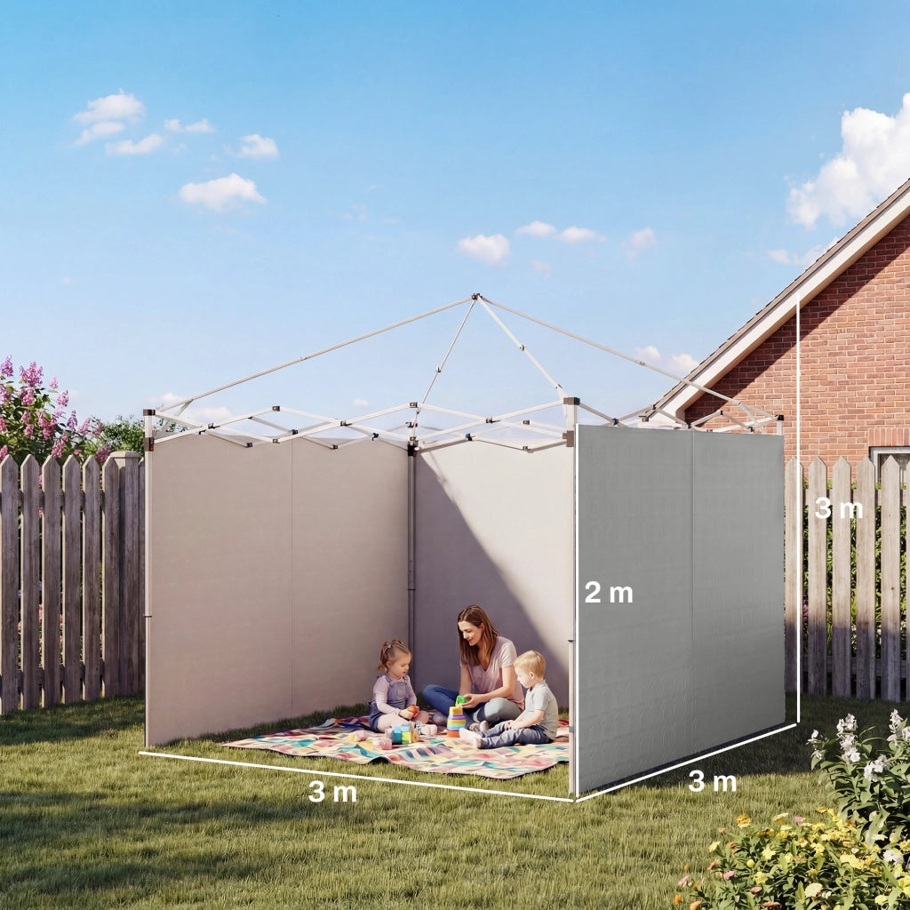 Set 3 Pezzi Fiancate con Cerniera per Gazebo 3x3 m ¨C zephmum ¨C Grigio Chiaro