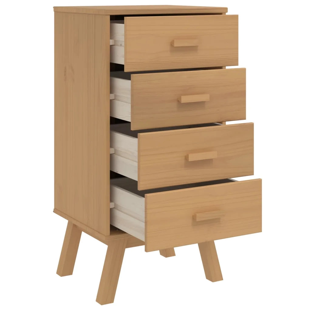Comodino OLDEN Marrone in Legno Massello di Pino 358585