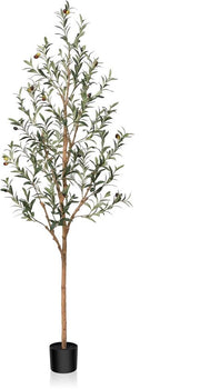 Pianta Finta di Legno, 180 cm pianta finta di legno con tronco in legno naturale e frutti realistici per decorazione domestica e uffici - Grandi piante artificiali per uso interno, 1 confezione