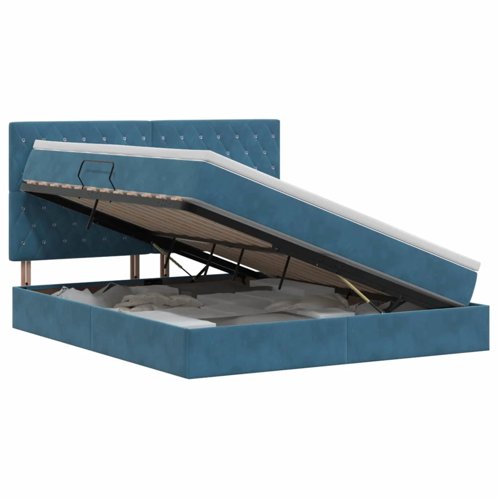 Letto con contenitore e materasso Blu Scuro 180 x 200 cm 3459649