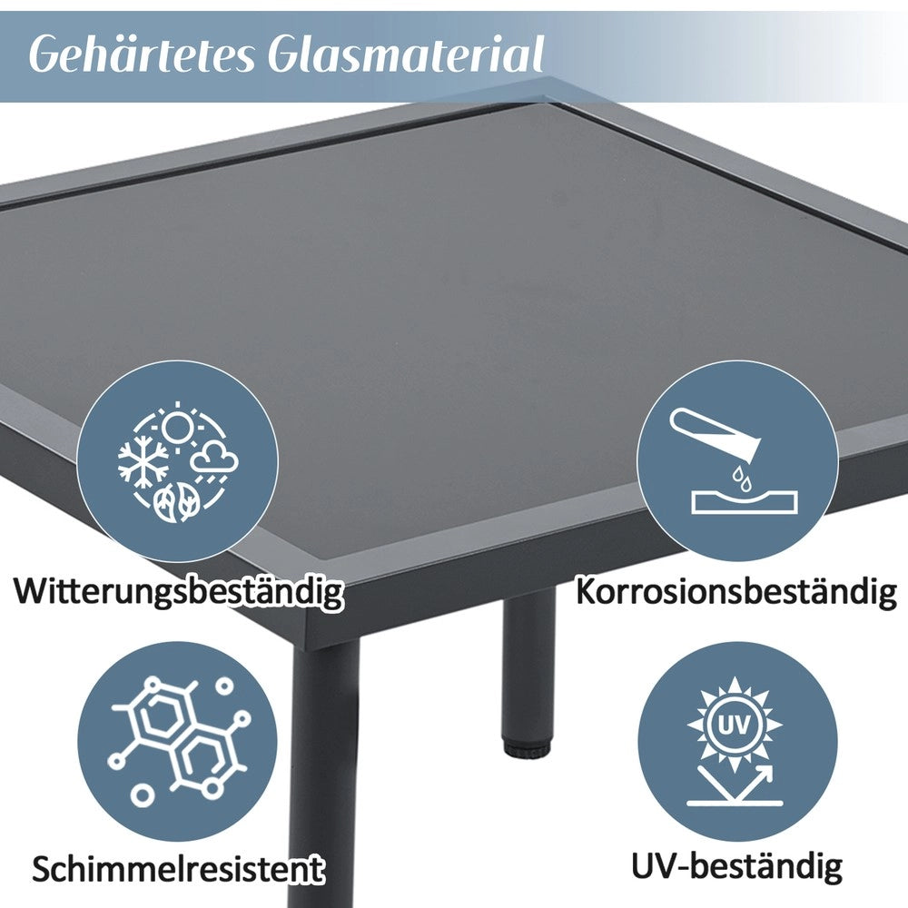 Set Divano da Giardino con Tavolino e Poggiapiedi ¨C Xylo ¨C Polyrattan, Grigio/Nero