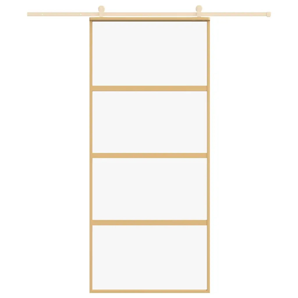 Porta Scorrevole Dorata 90x205 Vetro Trasparente ESG Alluminio 155179