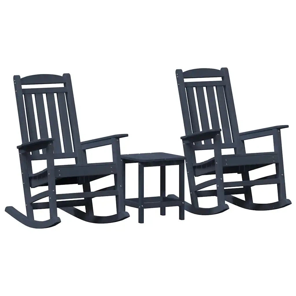 Sedia a dondolo 3 pcs Navy Polietilene 3335815