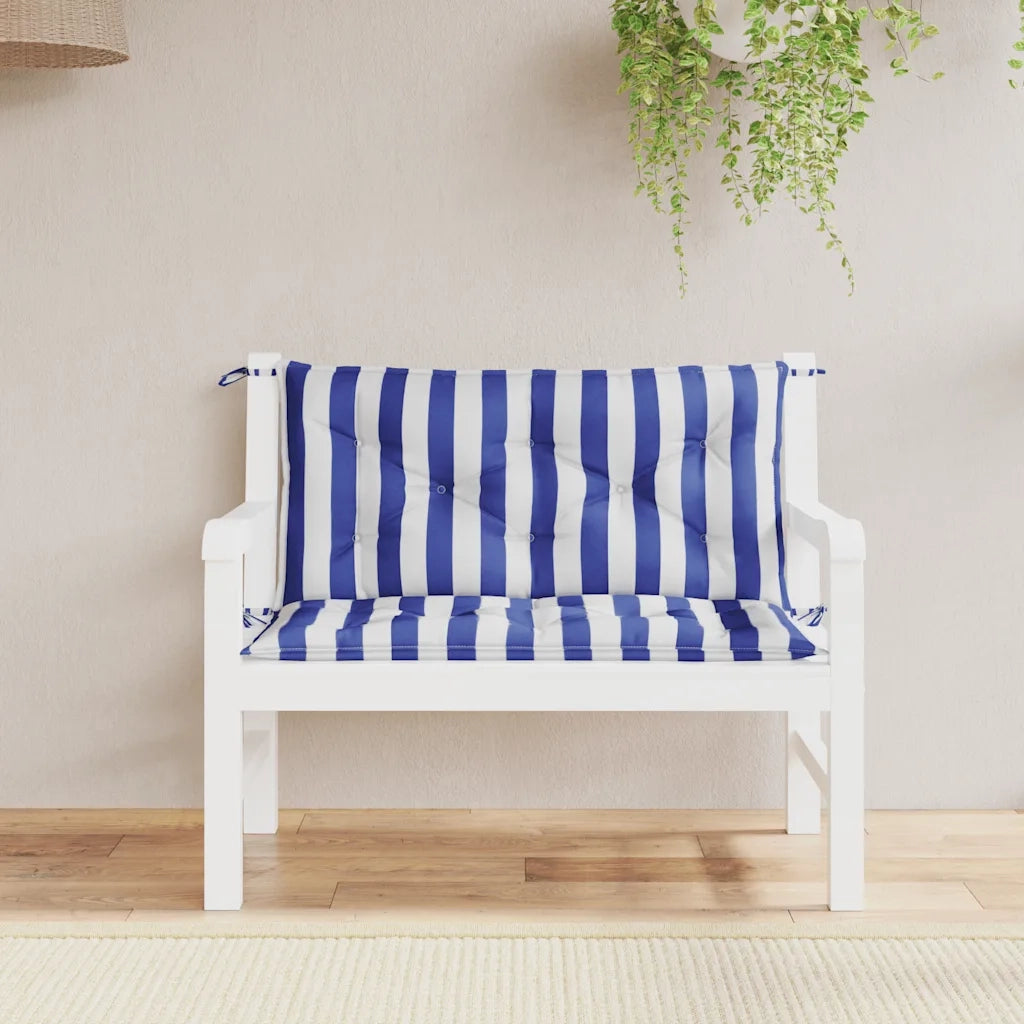 Cuscini Panca Giardino 2pz Righe Bianche Blu 100x50x7cm Tessutocod mxl 94320