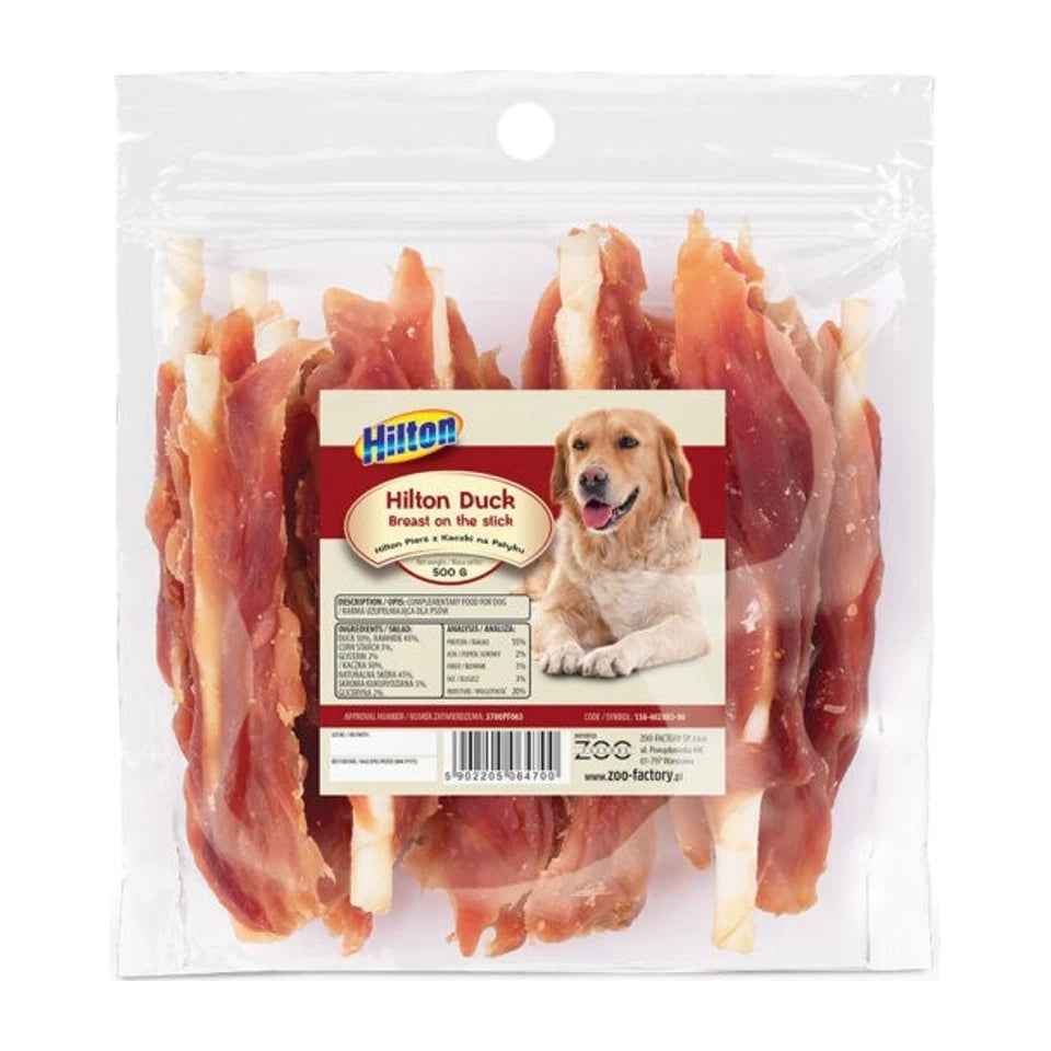 Petto d'anatra HILTON su bastoncino - snack per cani - 500g