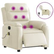 Poltrona Massaggiante | Sedia Relax Elettrica Reclinabile Crema Similpelle