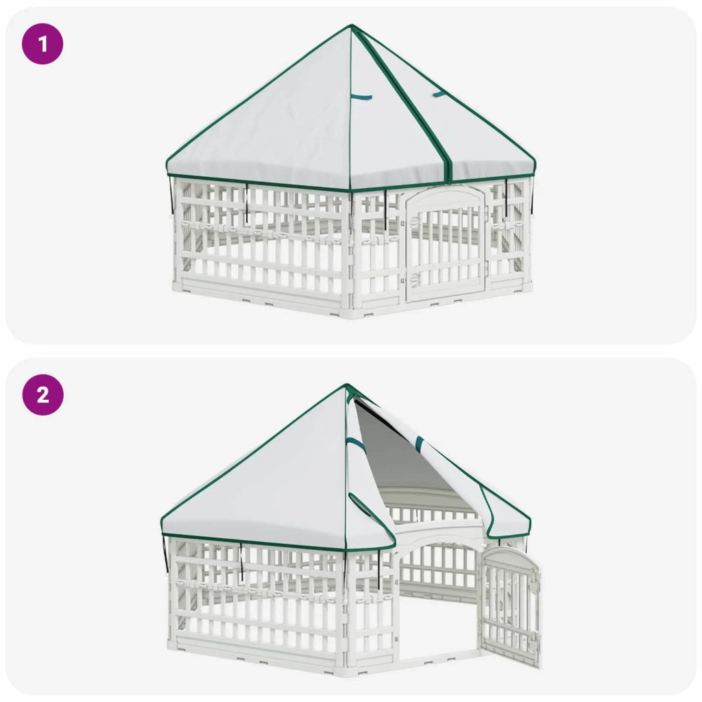 Panchetto per Cani a 6 Pannelli Bianco 179 x 151 x 114 cm 42027224