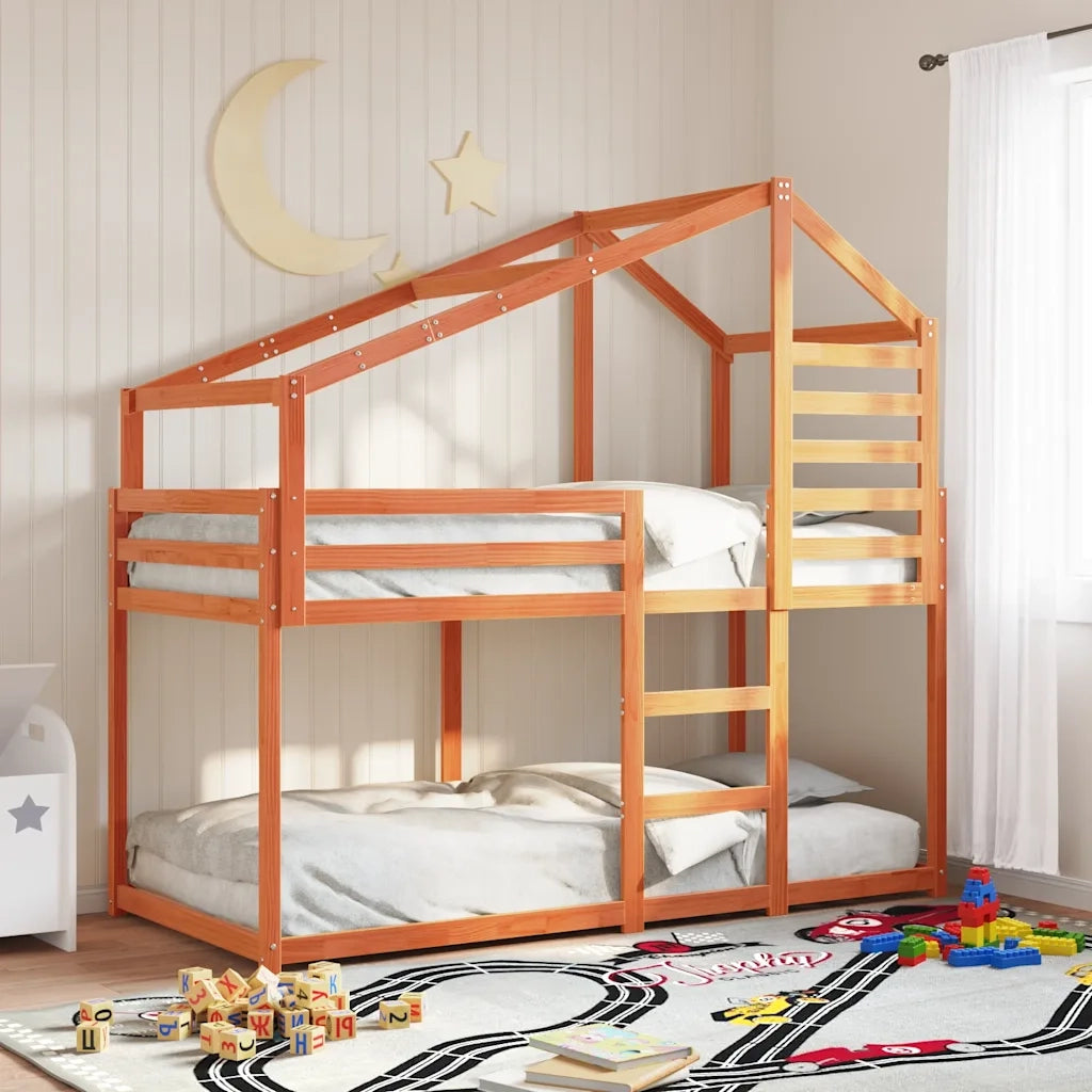 Letto singolo | Letto per adulti | Letto a Castello con Tetto Cera 80x200 cm Legno Massello Pino
